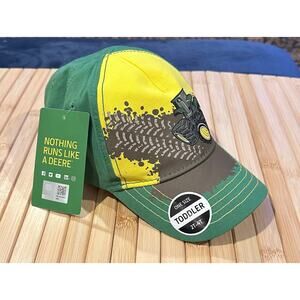 John Deere toddler baseball cap featuring a green and yellow design
